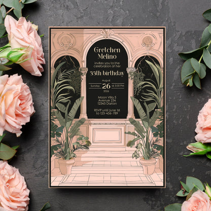 Dark Academia Birthday Invitation – Scholarly Elegance