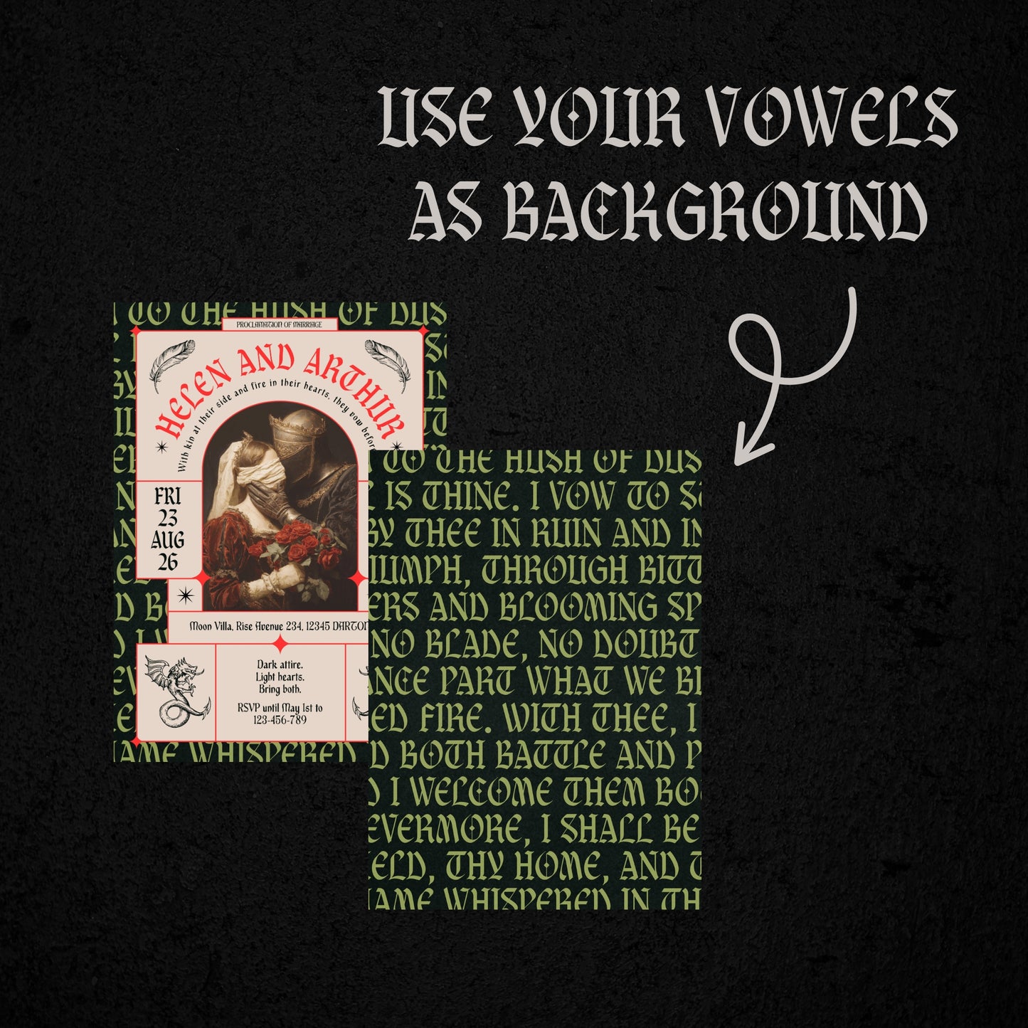 Gothic Renaissance Wedding Invitation – Romantic Fantasy Design and Modern Medieval Art Blend