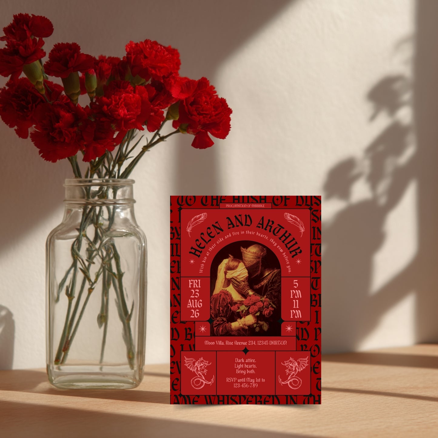 Gothic Renaissance Wedding Invitation – Romantic Fantasy Design and Modern Medieval Art Blend