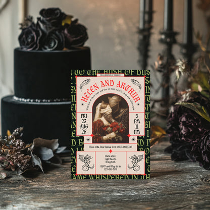 Gothic Renaissance Wedding Invitation – Romantic Fantasy Design and Modern Medieval Art Blend