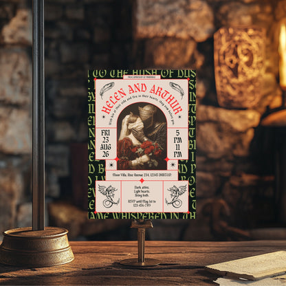 Gothic Renaissance Wedding Invitation – Romantic Fantasy Design and Modern Medieval Art Blend