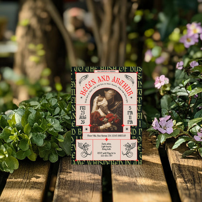 Gothic Renaissance Wedding Invitation – Romantic Fantasy Design and Modern Medieval Art Blend