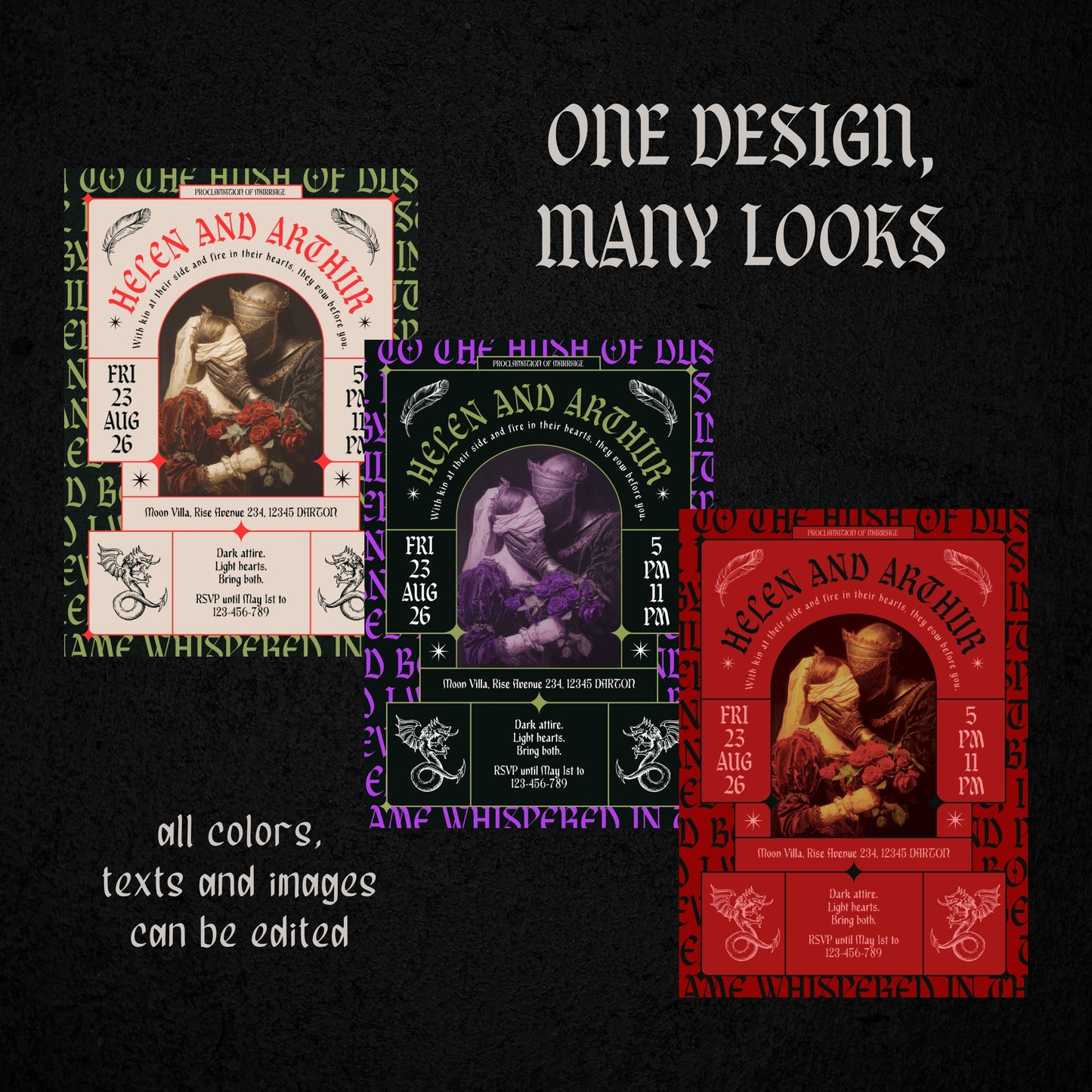 Gothic Renaissance Wedding Invitation – Romantic Fantasy Design and Modern Medieval Art Blend