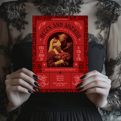 Gothic Renaissance Wedding Invitation – Romantic Fantasy Design and Modern Medieval Art Blend
