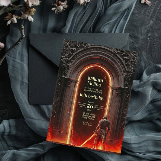 Epic Knight Birthday Invitation – Medieval Adventure Theme
