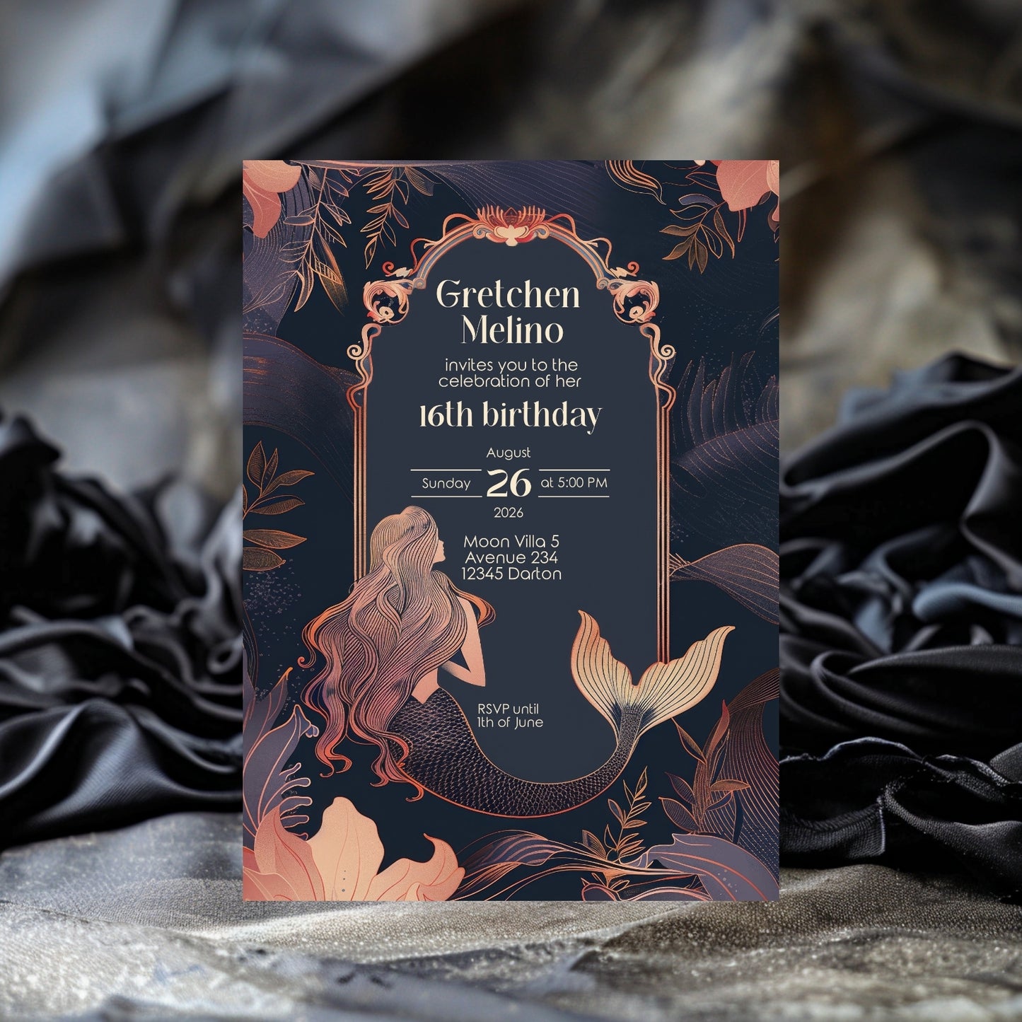 Whimsical Mermaid Birthday Invitation – Blue and Pink
