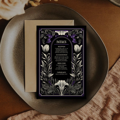 Gothic Art Nouveau Wedding Invitation Set - With Invite, Details & RSVP Card