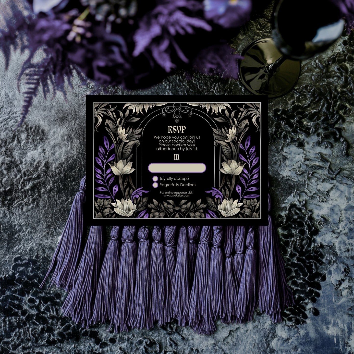 Gothic Art Nouveau Wedding Invitation Set - With Invite, Details & RSVP Card
