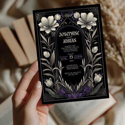 Gothic Art Nouveau Wedding Invitation Set - With Invite, Details & RSVP Card