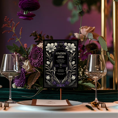 Gothic Art Nouveau Wedding Invitation Set - With Invite, Details & RSVP Card