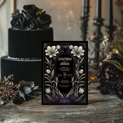 Gothic Art Nouveau Wedding Invitation Set - With Invite, Details & RSVP Card
