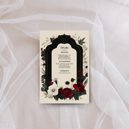 Gothic Romance Wedding Invitation Set - Gothic Style, Arch and Flowers, Editable 8 items