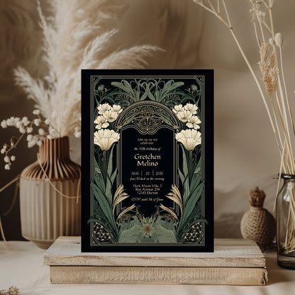 Elegant Gothic Floral Garden Birthday Invitation