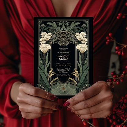 Elegant Gothic Floral Garden Birthday Invitation