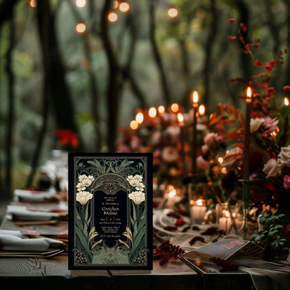 Elegant Gothic Floral Garden Birthday Invitation