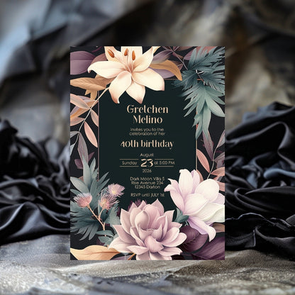 Lush Botanical Birthday Invitation - Elegant Floral Design