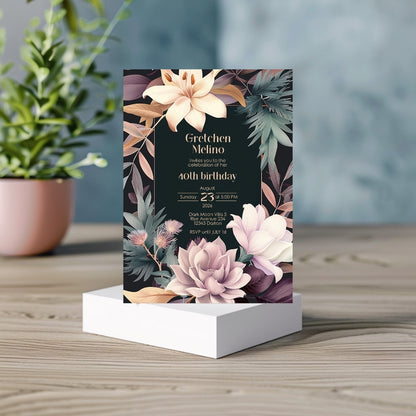 Lush Botanical Birthday Invitation - Elegant Floral Design