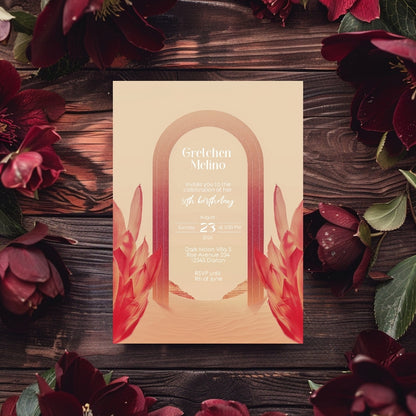 Elegant Floral Oriental Desert Birthday Invitation