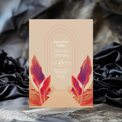 Vibrant Desert Boho Birthday Invitation - Tropical Red and Orange Design
