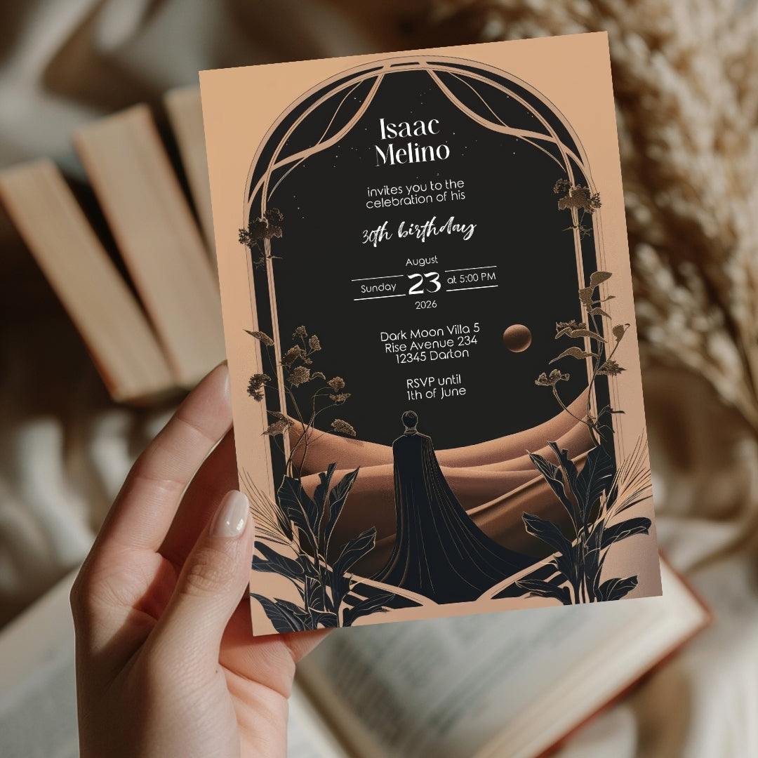 Dark Dune Desert Emperor Birthday Invitation