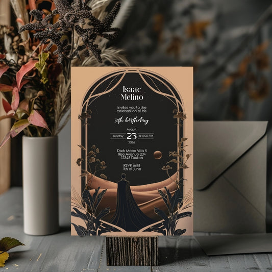 Dark Dune Desert Emperor Birthday Invitation