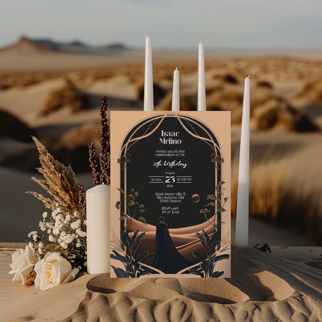 Dark Dune Desert Emperor Birthday Invitation
