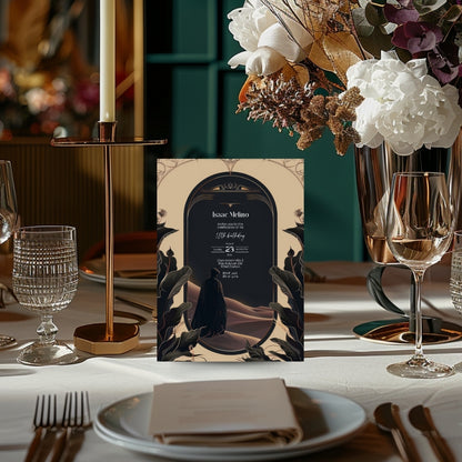 Gothic Desert Birthday Invitation - Black and Gold Elegance