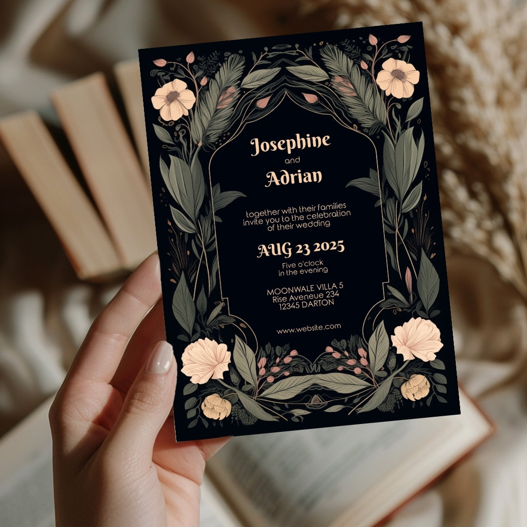 Enchanted Floral Gothic Wedding Invitation