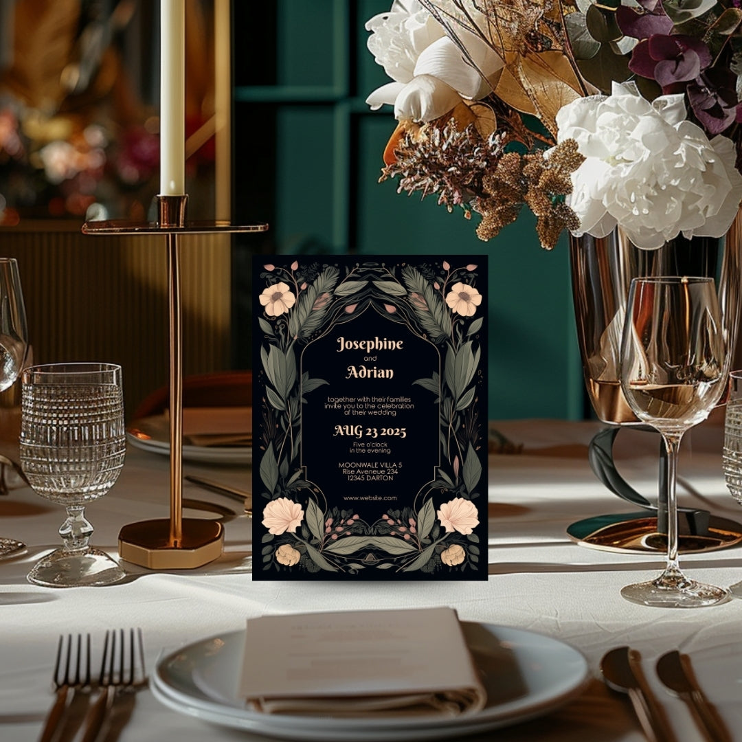 Enchanted Floral Gothic Wedding Invitation