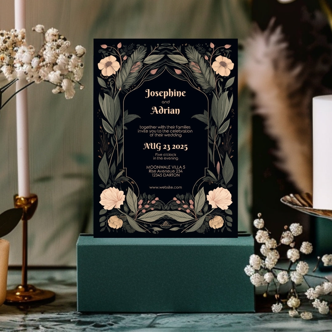 Enchanted Floral Gothic Wedding Invitation