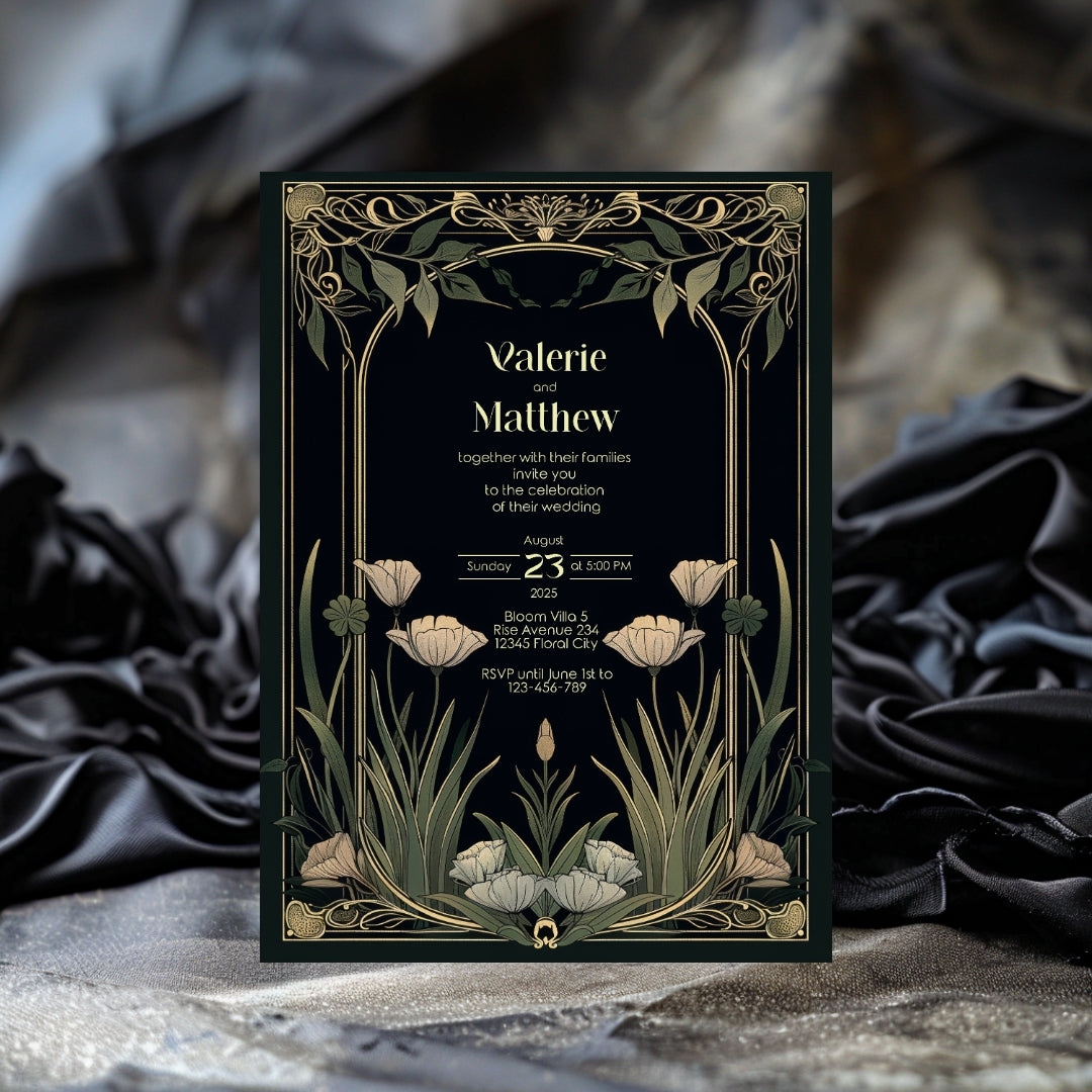 Greenery Elegance Floral Wedding Invitation