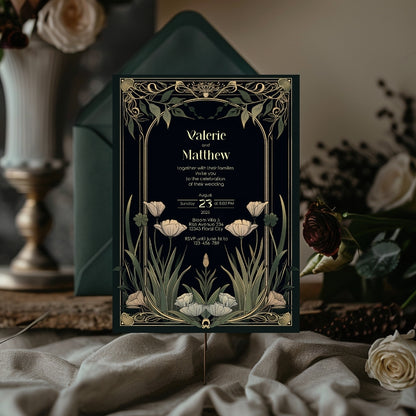 Greenery Elegance Floral Wedding Invitation