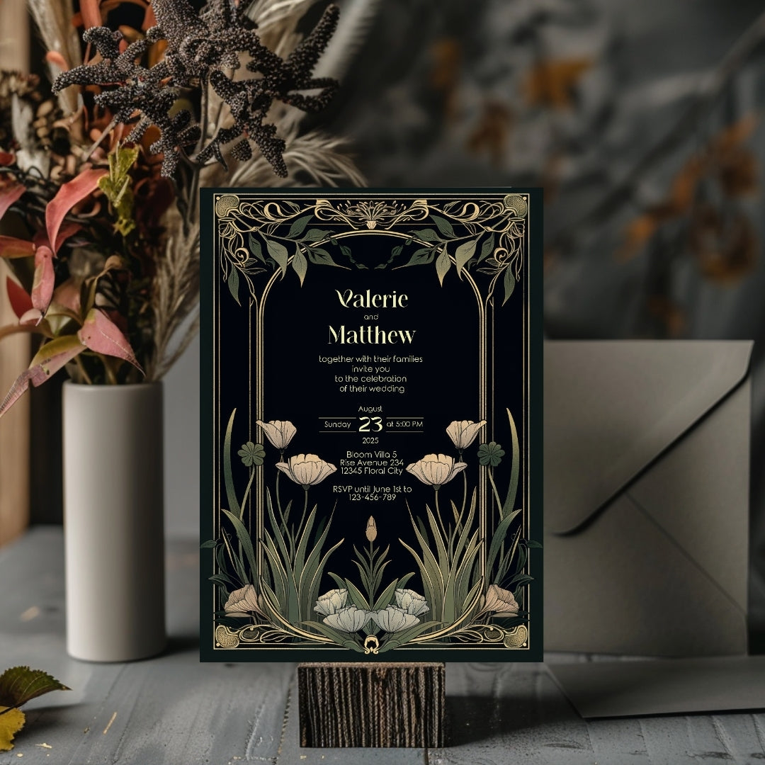 Greenery Elegance Floral Wedding Invitation