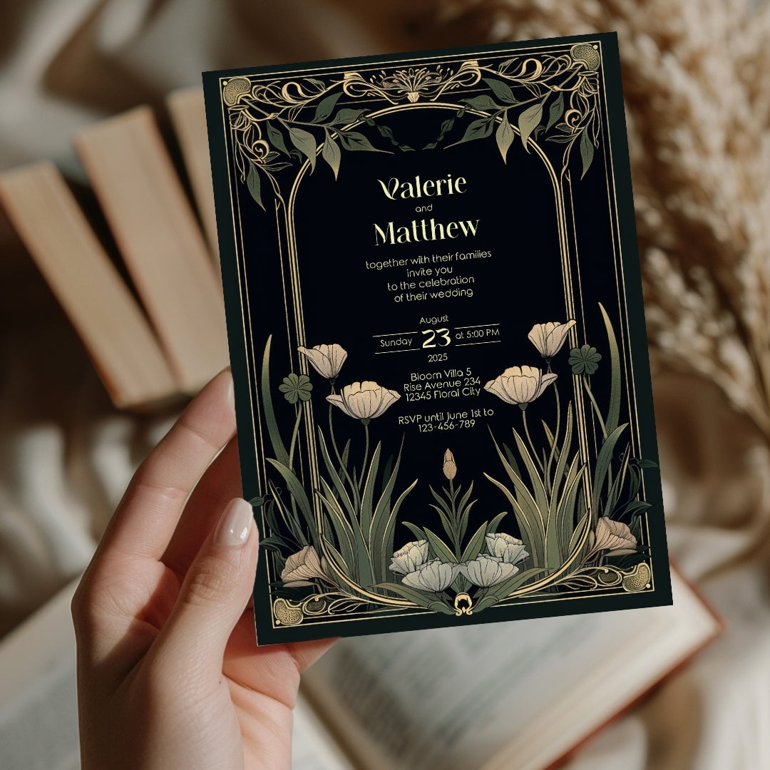 Greenery Elegance Floral Wedding Invitation