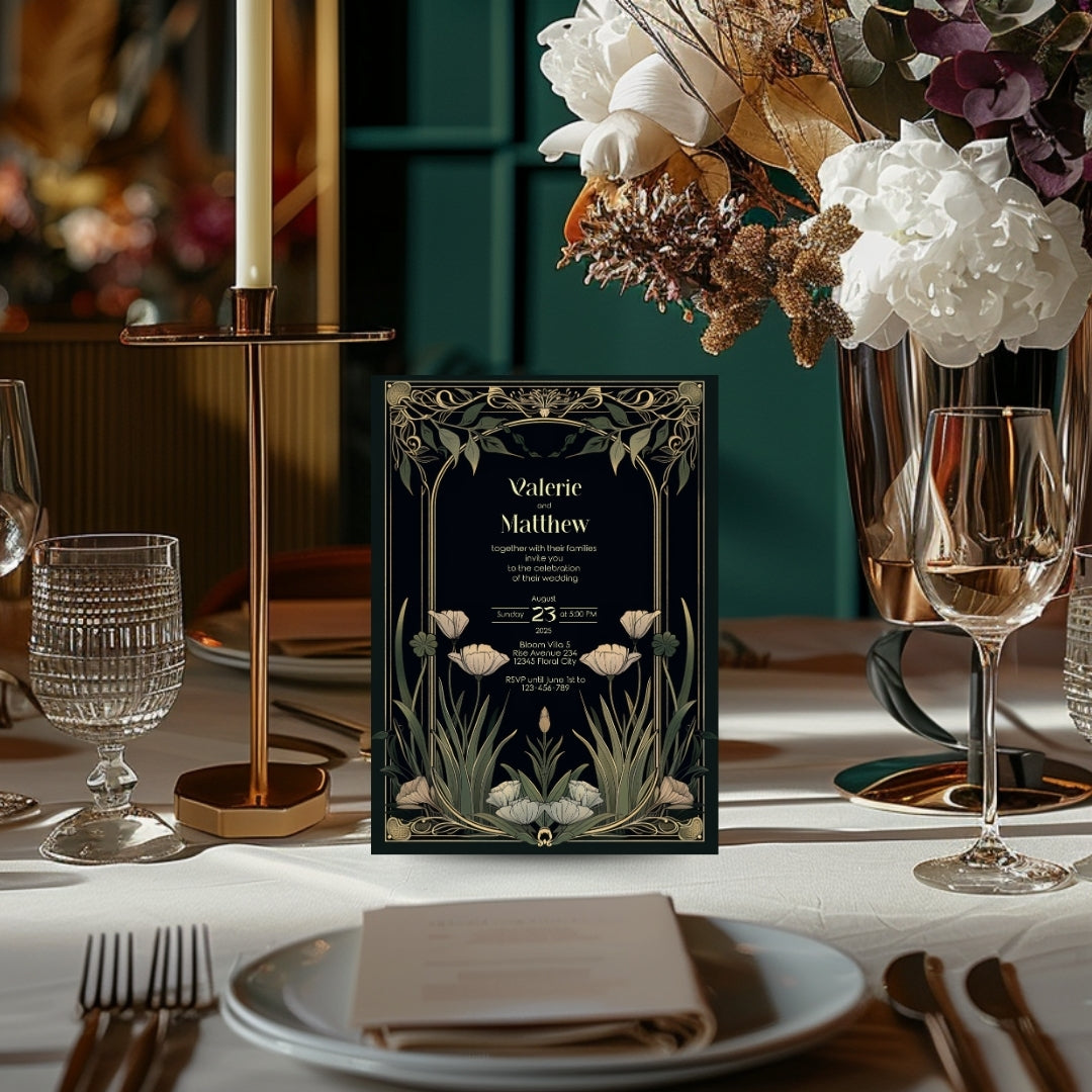 Greenery Elegance Floral Wedding Invitation
