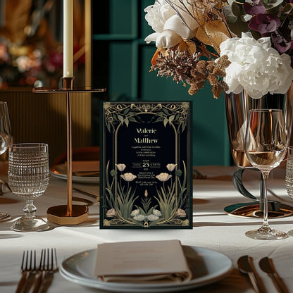Greenery Elegance Floral Wedding Invitation