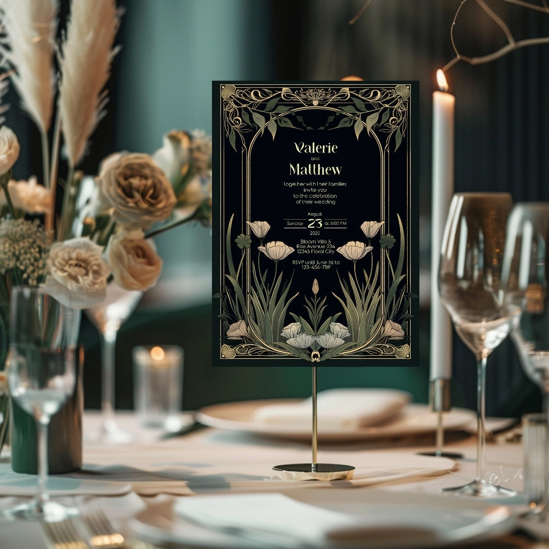 Greenery Elegance Floral Wedding Invitation