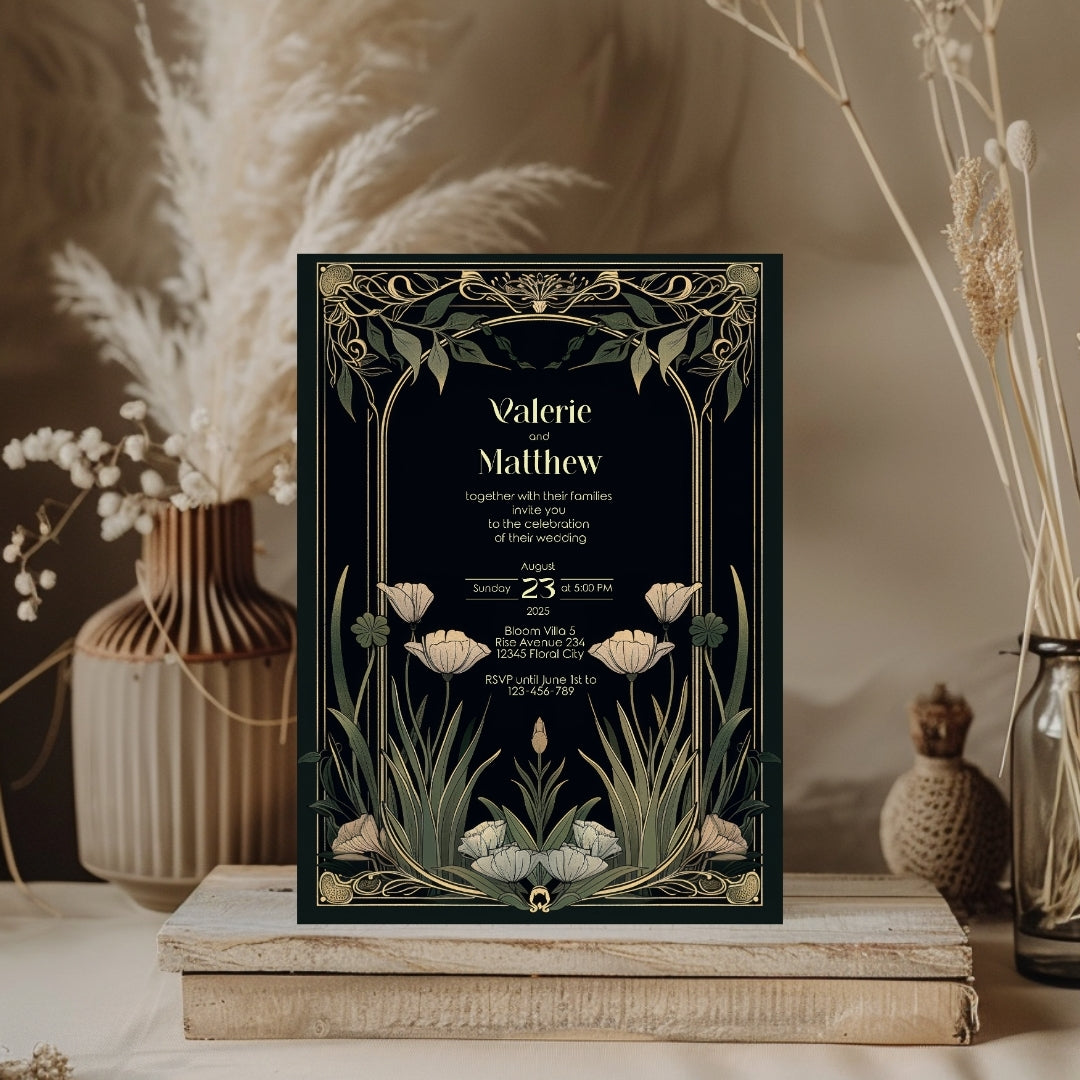Greenery Elegance Floral Wedding Invitation