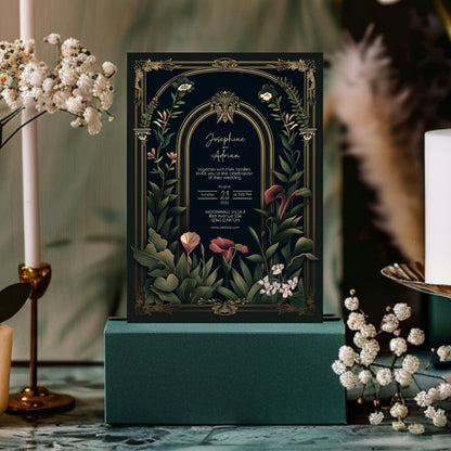Dark Academia Gothic Vintage Garden Wedding Invitation