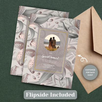 Tropical Tiger Lily Blush Minimalist Wedding Invitation