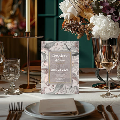 Tropical Tiger Lily Blush Minimalist Wedding Invitation