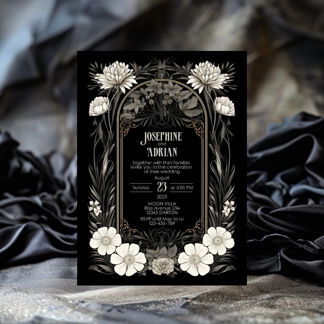 Gothic Art Deco Wedding Invitation