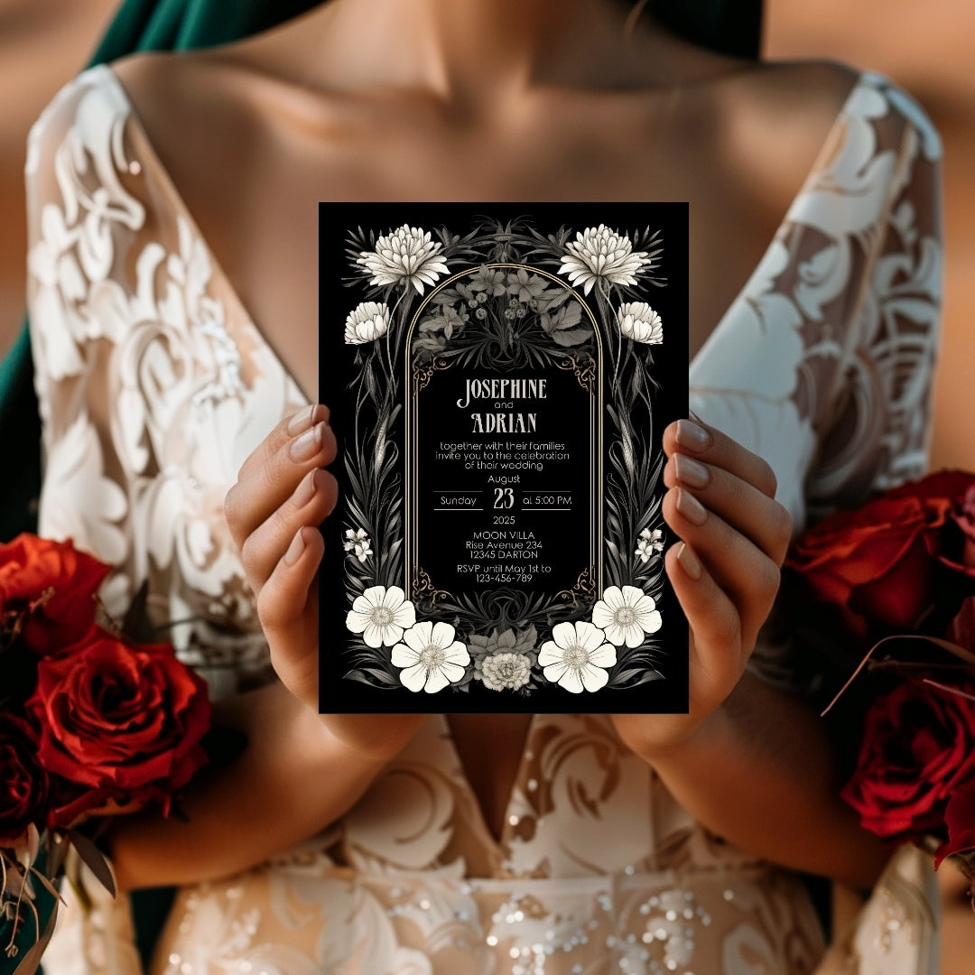 Gothic Art Deco Wedding Invitation