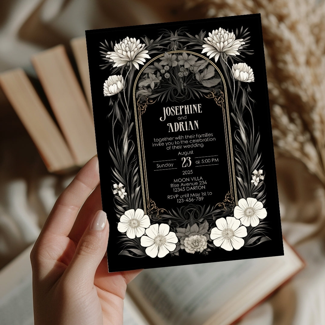 Gothic Art Deco Wedding Invitation