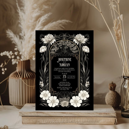 Gothic Art Deco Wedding Invitation