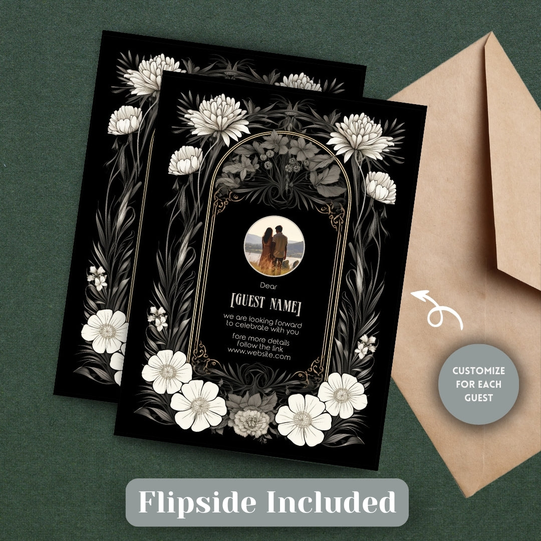 Gothic Art Deco Wedding Invitation