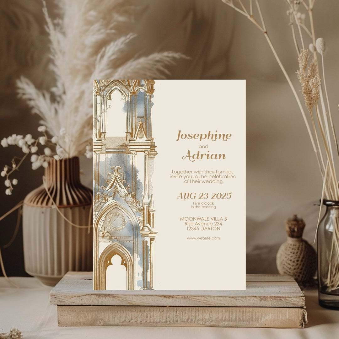 Romantic Gothic Church Ruin Wedding Invitation
