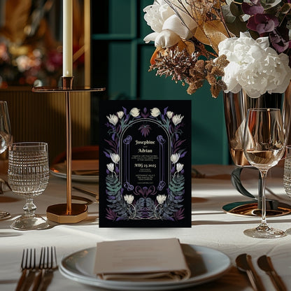 Mystical Colorful Floral Gothic Wedding Invitation