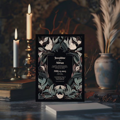 Mystical Gothic Crest Garden Wedding Invitation