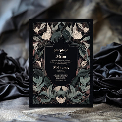 Mystical Gothic Crest Garden Wedding Invitation